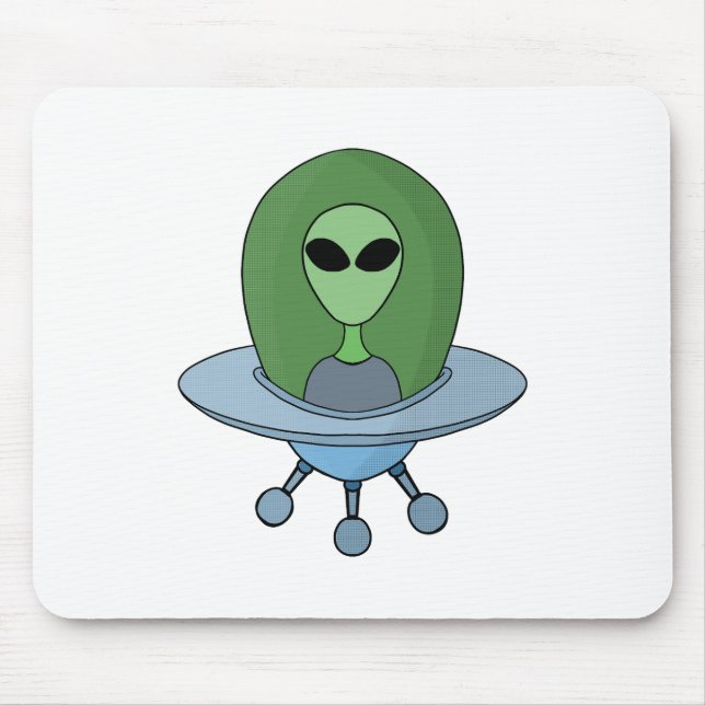 Alien i sitt lilla rymdskepp musmatta (Framsidan)