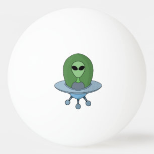Alien i sitt lilla rymdskepp pingisboll