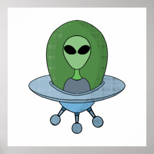 Alien i sitt lilla rymdskepp poster