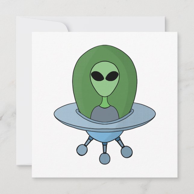Alien i sitt lilla rymdskepp spara datumet (Framsida)