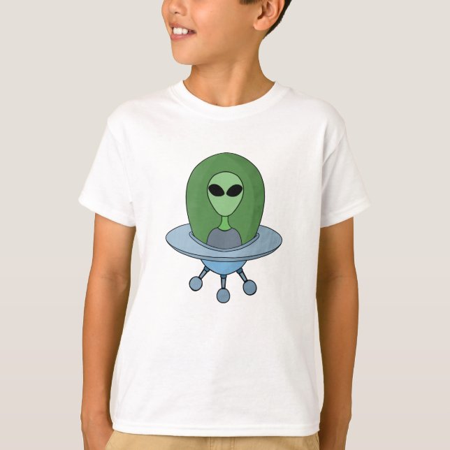 Alien i sitt lilla rymdskepp t shirt (Framsida)