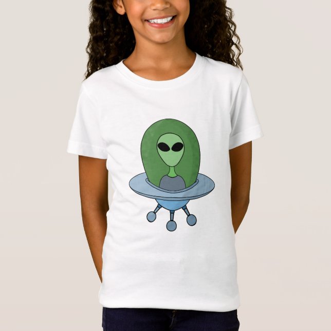 Alien i sitt lilla rymdskepp t shirt (Framsida)