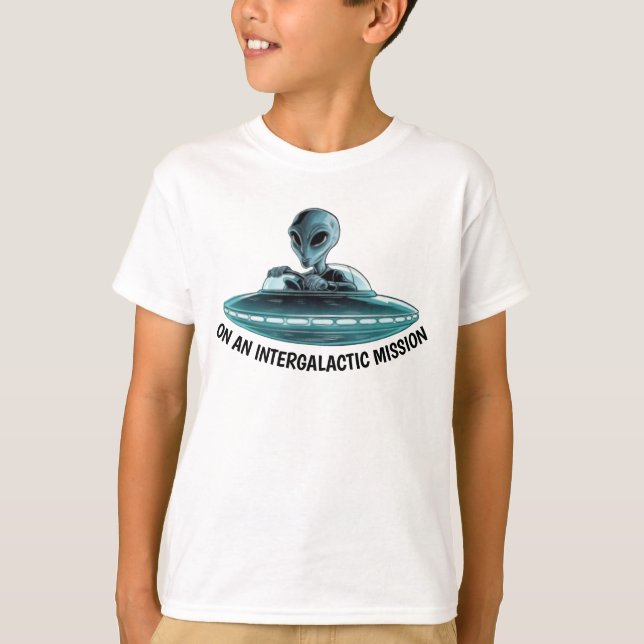 Alien i UFO T Shirt (Framsida)