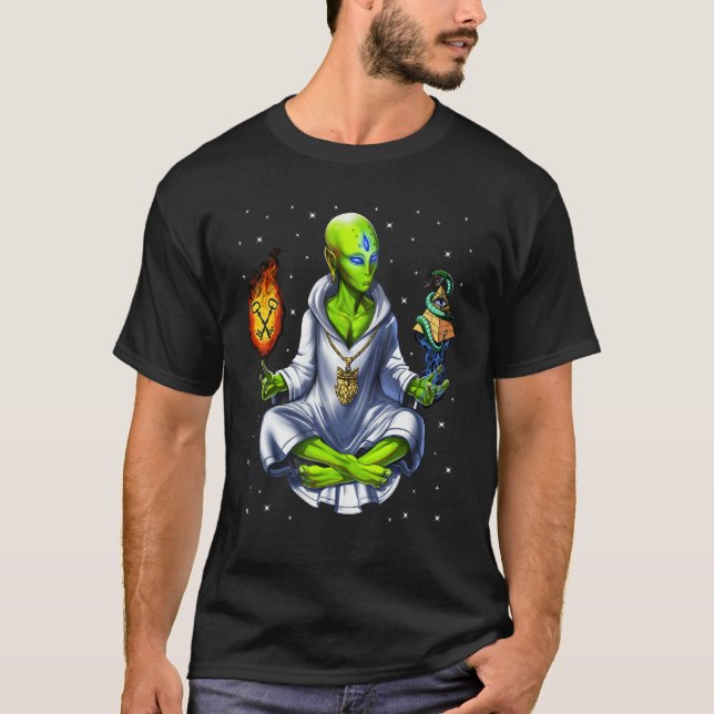 Alien Illuminati Conspiracy Teory All Seeing Öga T Shirt (Framsida)