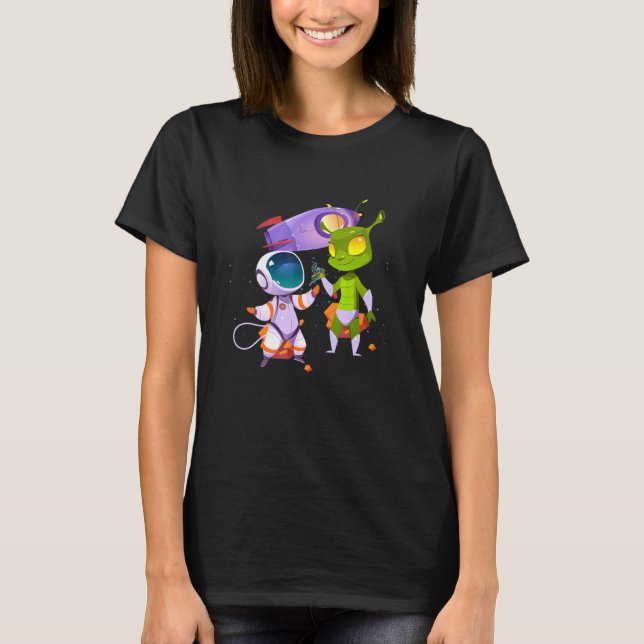 Alien Inking Astronaut Tattoo T Shirt (Framsida)