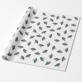 Alien Invader Wrapping Papper White Presentpapper