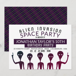 Alien Invasion Födelsedagsfest Inbjudningar