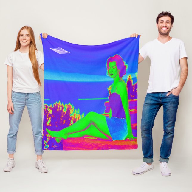 Alien Invasion Pop Art Fleece Blanket (På plats)