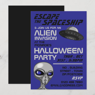 Alien Invasion Theme, Escape Room, Halloween fest Inbjudningar
