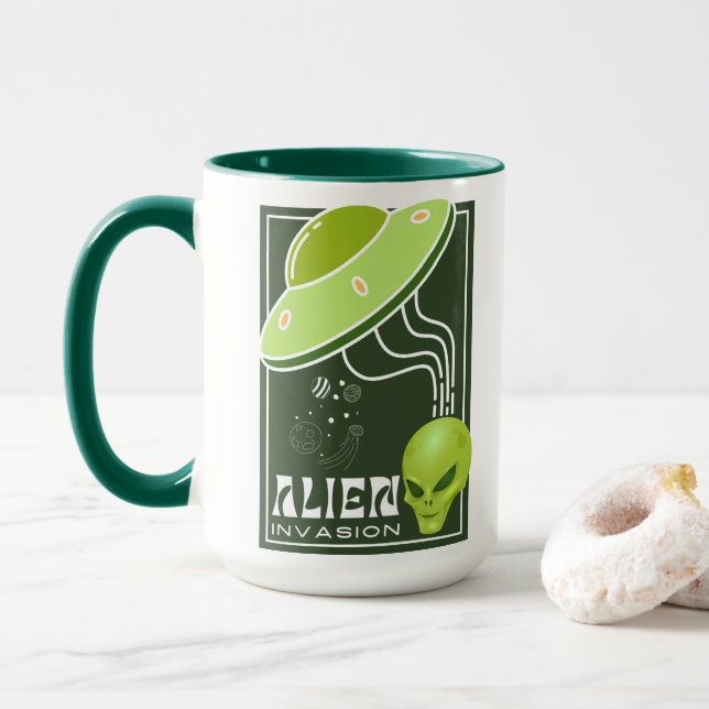 Alien Invasion UFO galaxy Mugg (Med munk)