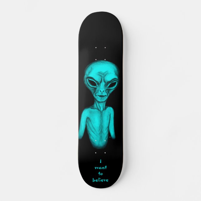 Alien, jag vill tro mini skateboard bräda 18,5 cm (Framsida)