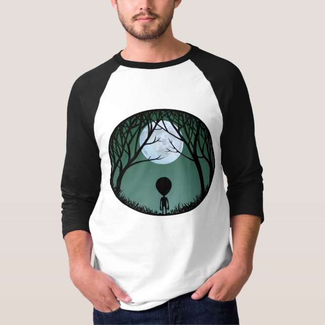Alien Jersey Shirt Alien w. Måne Baseball Jersey Tee (Framsida)