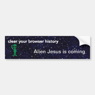 Alien Jesus kommer med stötfångare Bildekal