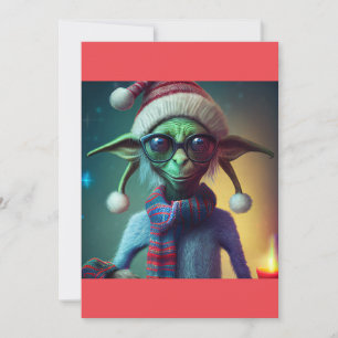 Alien jul Hippie Elf Gift. T-Shirt Julkort
