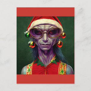 Alien jul Hippie Elf Gift. T-Shirt Vykort