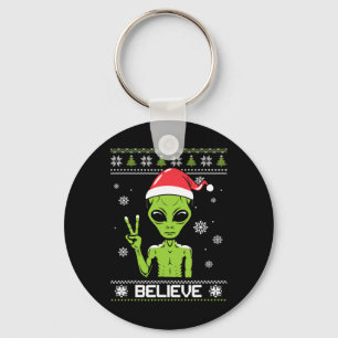 Alien jul Sweater tror på Julafton Alien S Nyckelring