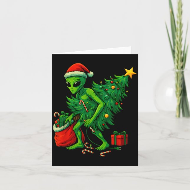 Alien julgran lampor Xmas pojkar män  Kort (Framsida)