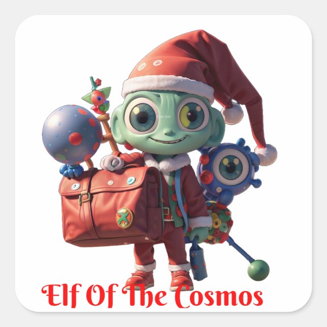 Alien Jultomten Fyrkantigt Klistermärke (Framsida)