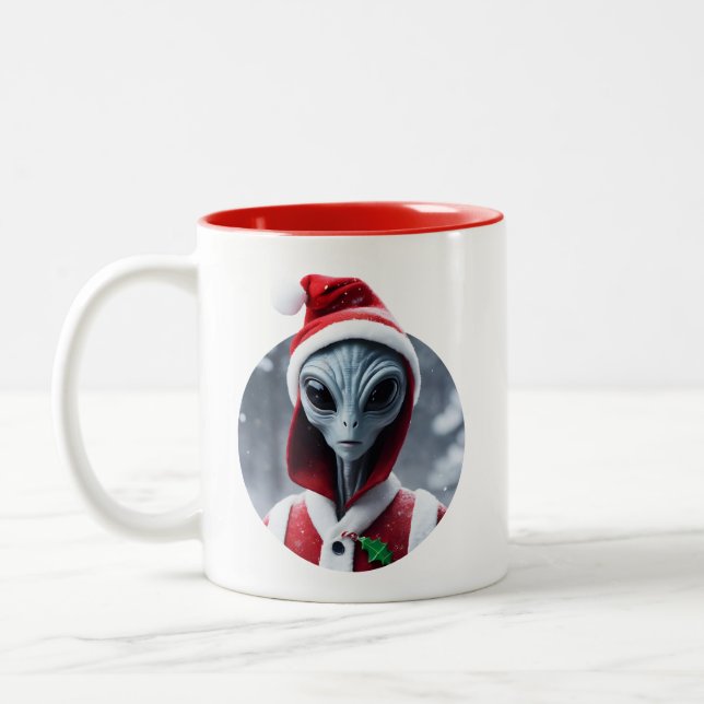 Alien Jultomten Två-Tonad Mugg (Vänster)