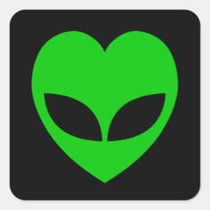 Alien Kärlek Heart Fyrkantigt Klistermärke