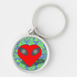 Alien Kärlek Heart Rund Silverfärgad Nyckelring