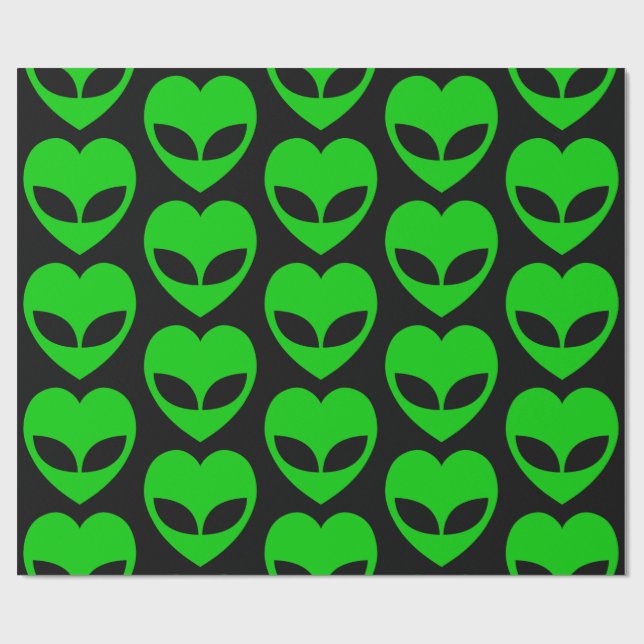 Alien Kärlek Heart Wrapping Papper Presentpapper (Platt)
