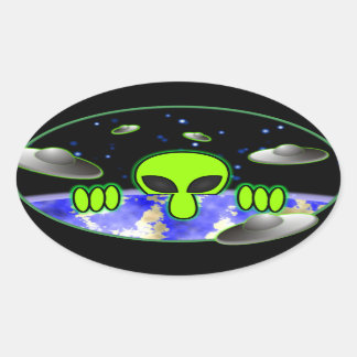 Alien Kilroy Oval Sticker Ovalt Klistermärke