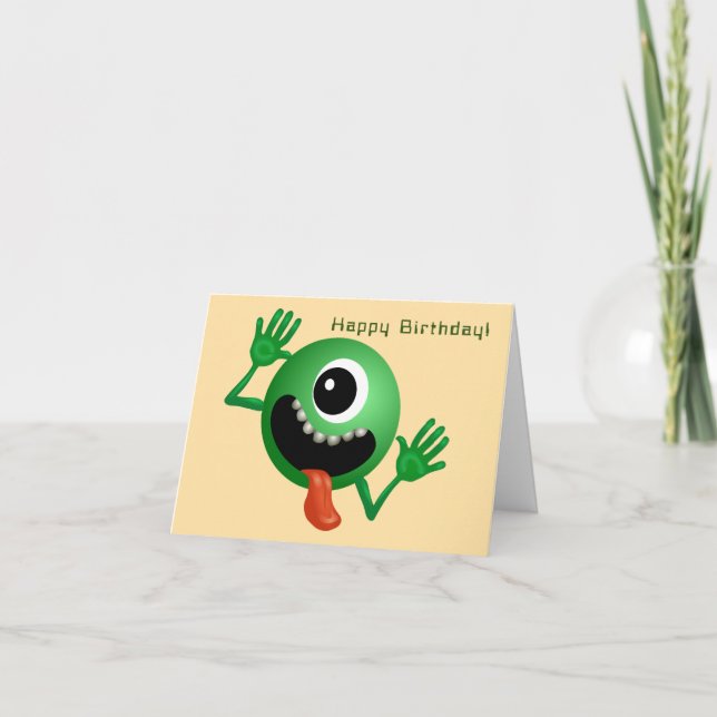 Alien Kommer till födelsedagen Kort (Framsida)