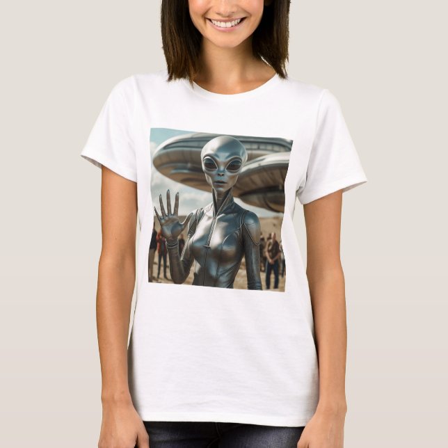 ALIEN Kvinnlig HEJ T Shirt (Framsida)