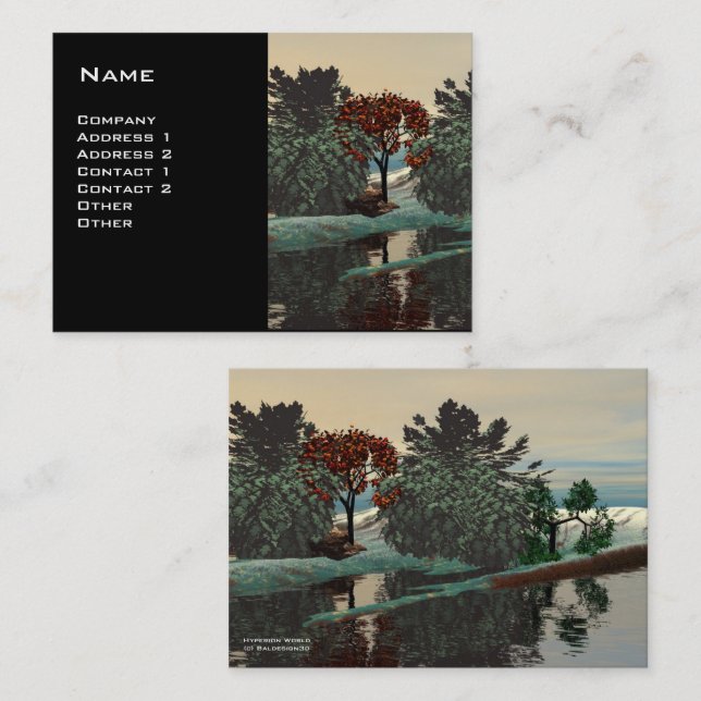 ALIEN LANDSCAPE,TRÄD LAGOON HYPERION Sci Fi Black Visitkort (Fram/baksida)