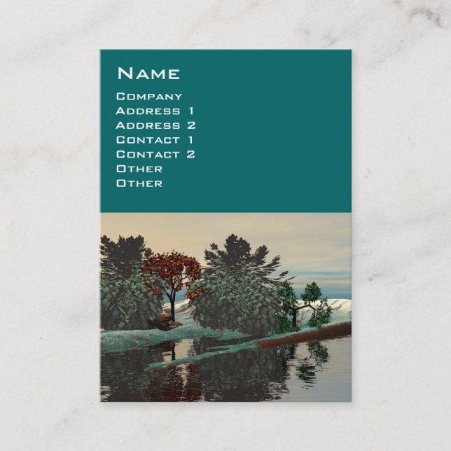 ALIEN LANDSCAPE,TRÄD LAGOON HYPERION Sci Fi Grönt Visitkort (Framsida)