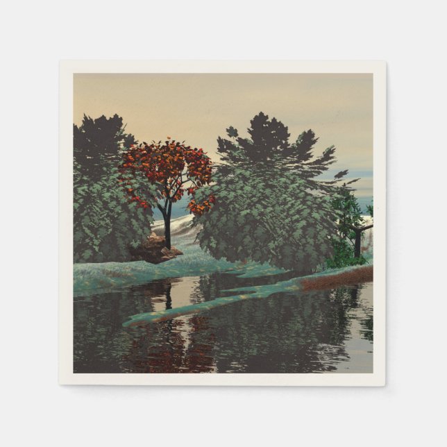 ALIEN LANDSCAPE,TRÄD,LAGOON HYPERION Sci Fi Pappersservett (Framsidan)