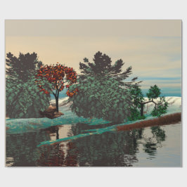 ALIEN LANDSCAPE,TRÄD,LAGOON HYPERION Sci Fi Presentpapper