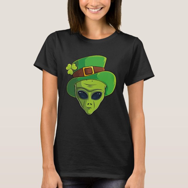 Alien Leprechaun St Patrick s Day Irish Shamrock M T Shirt (Framsida)