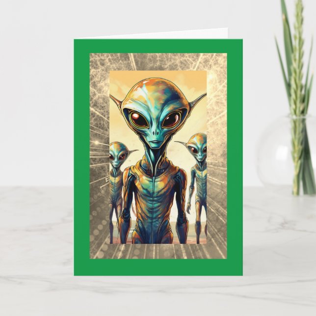 Alien Life med 40,5 x 7-tums veckors födelsedagsko Kort (Framsida)