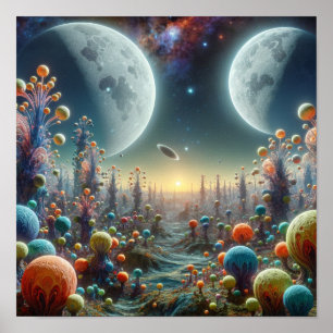 Alien Ligcape med Twin Måne Poster