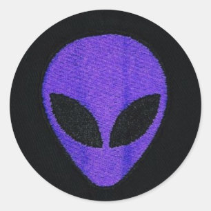 Alien-LILA-ANSIKTE-klistermärken Runt Klistermärke