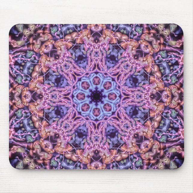 Alien Lila Psychedelic Kaleidoscopic Mandala Musmatta (Framsidan)