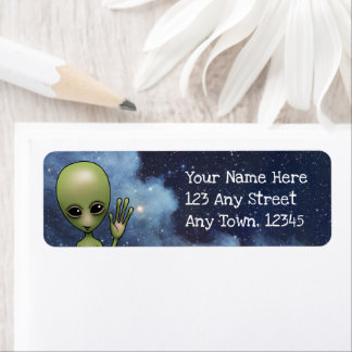Alien Little Grönt Man Sci Fi Stars Galaxy-etikett Returadress Etikett