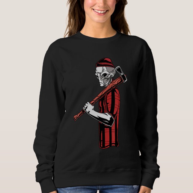 Alien Lumberjack Woodworking Carpenter T Shirt (Framsida)