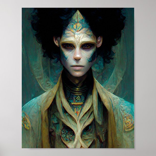 Alien Man Sci-Fi Art Poster (Framsidan)