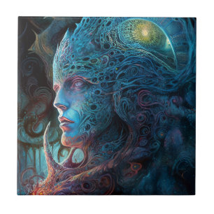 Alien Man Surreal Sci-Fi Art Kakelplatta