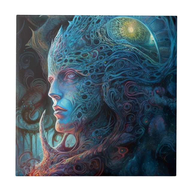 Alien Man Surreal Sci-Fi Art Kakelplatta (Framsidan)