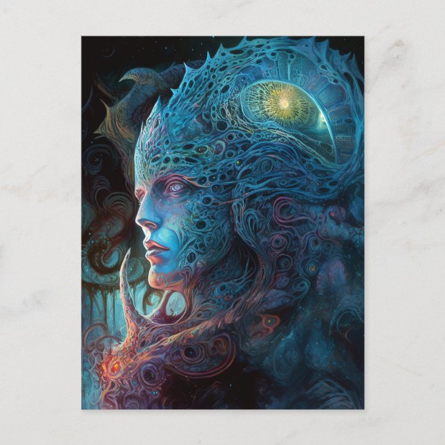 Alien Man Surreal Sci-Fi Art Vykort (Framsida)