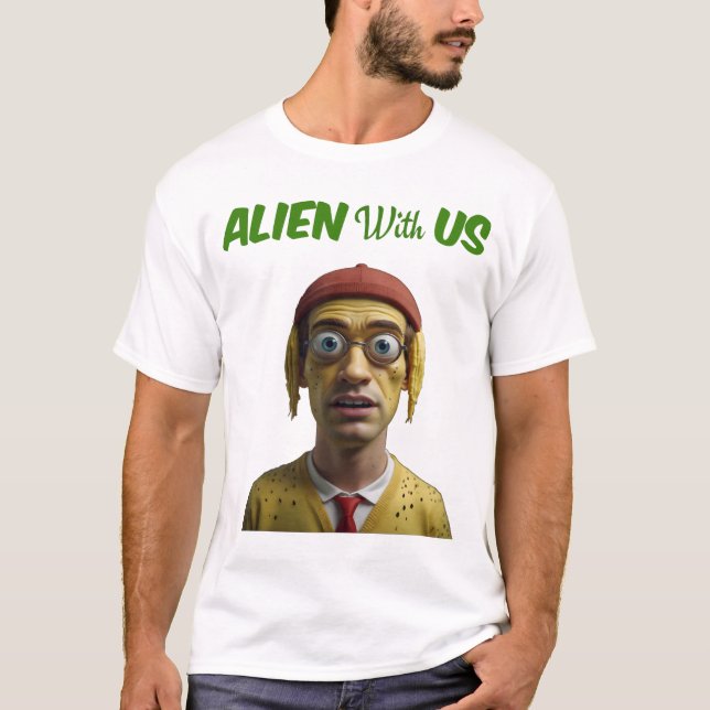 Alien med oss t shirt (Framsida)