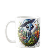 Alien med rymdskepp på jorden