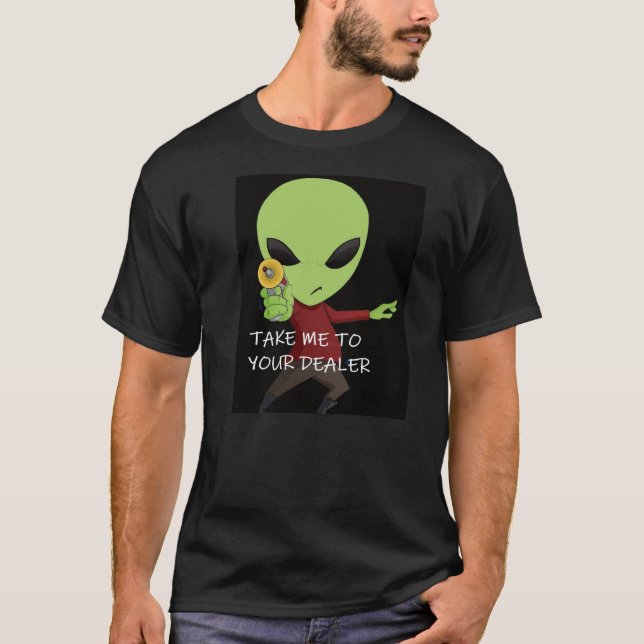 Alien med strålpistol t shirt (Framsida)