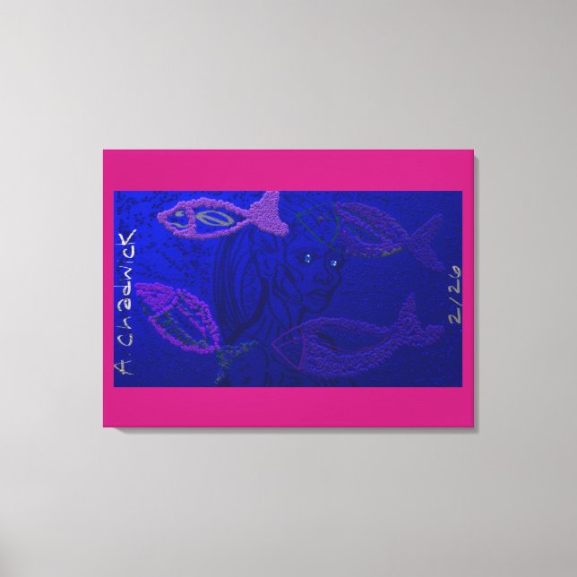 Alien Mermaid with Semi-Transparent Fish Canvastryck (Framsida)