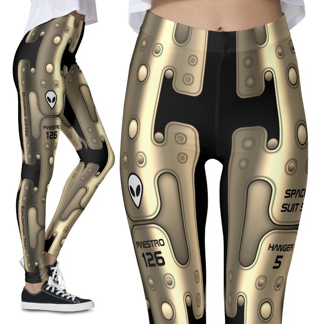 Alien Metallic Android Space Kostym Golden Robot Leggings (Skapare uppladdad)