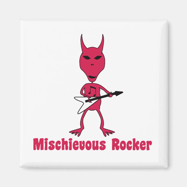 Alien Mischievous Rocker Square Magnet (Framsidan)